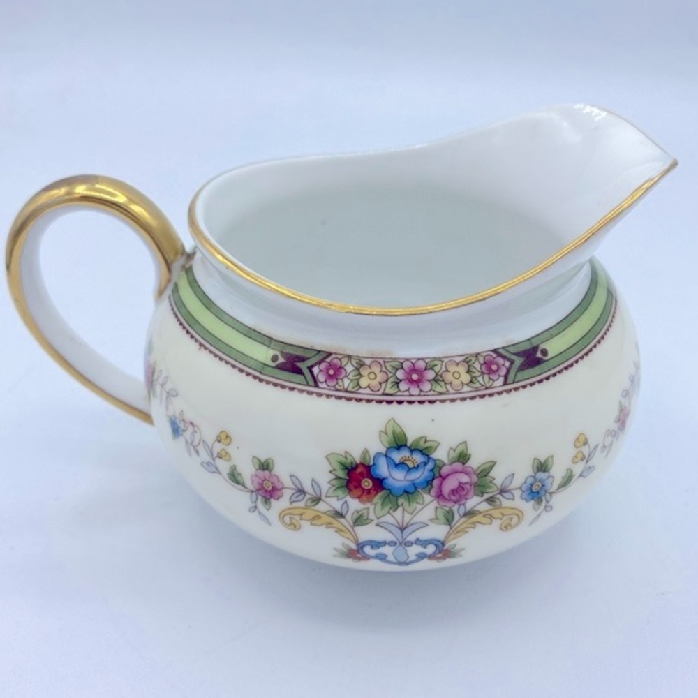 Vintage Noritake Made In Japan Fine Porcelain  Creamer With “ Wreath” And “M”